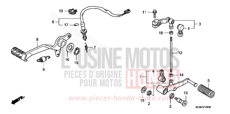 PEDALE DE FREIN/PEDALE DE CHANGEMENT de CBF600N ABS DRAGON GREEN METALLIC (GY139) 2010